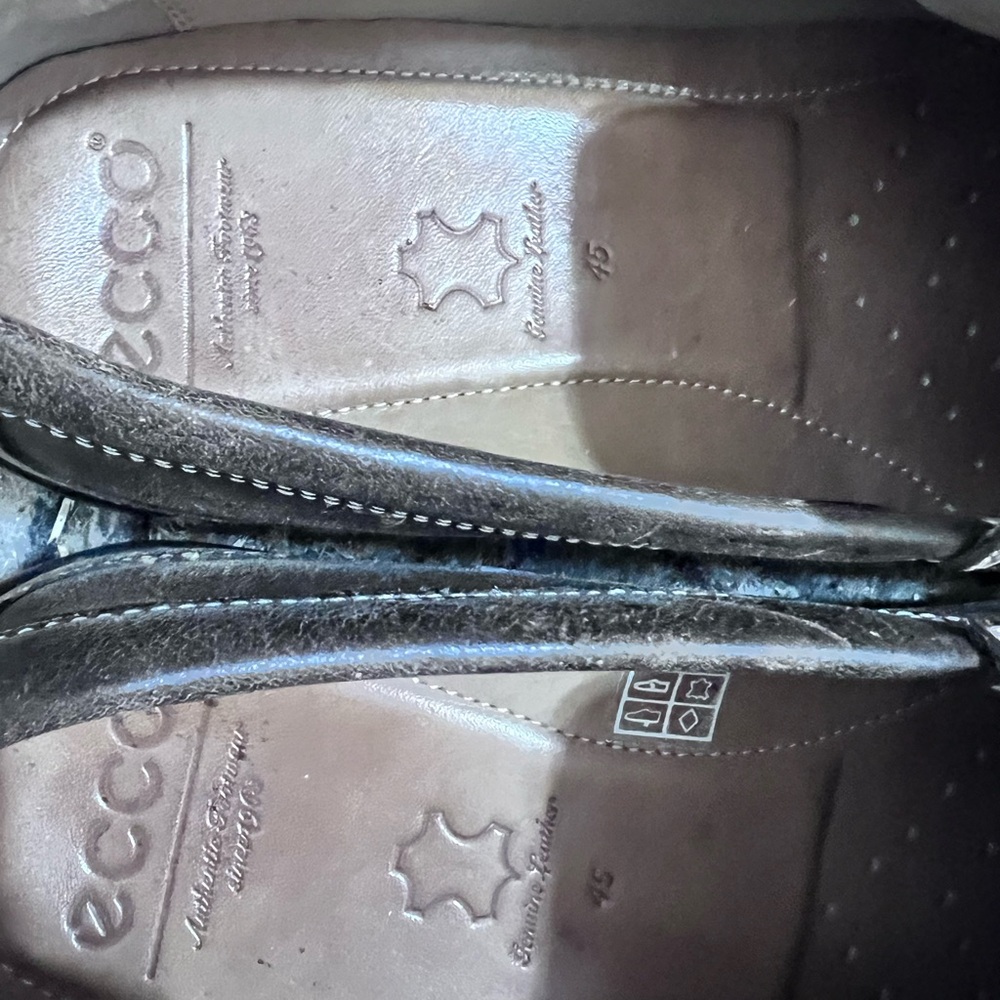 Men's Size 11 EU45 Ecco Brown SO SOFT Leather Loafers Classic Slip-Ons GUC ❤️ - Picture 2 of 5